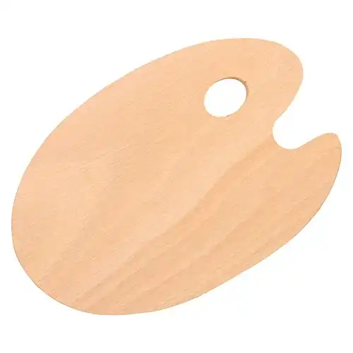 U.S. Art Supply 8" x 12" Large Wooden Oval-Shaped Artist Painting Palette with Thumb Hole - Wood Paint Color Mixing Tray - Easy Clean, Mix Acrylic, Oil, Watercolor - Adults, Kids, Art Studen...