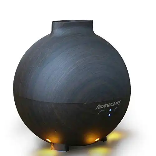 Large Essential Oil Aroma Diffuser 600ML, Aromatherapy Cool Mist Humidifier, Ultra Quiet- Globe- Wood Grain- Filter Free-Last Overnight