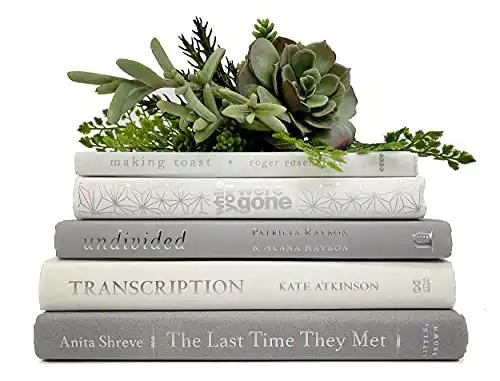 Bundle of White and Light Gray Decorative Books - Staging Books Color Bundle - Cream, Gray and Coordinating Hues - Home Decor Stack of Books