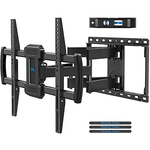 Mounting Dream TV Wall Mount, UL Listed Full Motion Mount Bracket for 42-84 Inch Flat Screen TVs, Swivel Articulating Dual Arms, Max VESA 600x400mm, 100 LBS Loading, Fits 16 Inches Wood Studs, MD2296