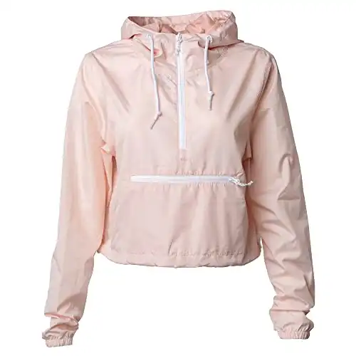 Global Blank Womens Cropped Jacket Crop Top Hoodies for Women Cropped Windbreaker Jackets, Pink, Small
