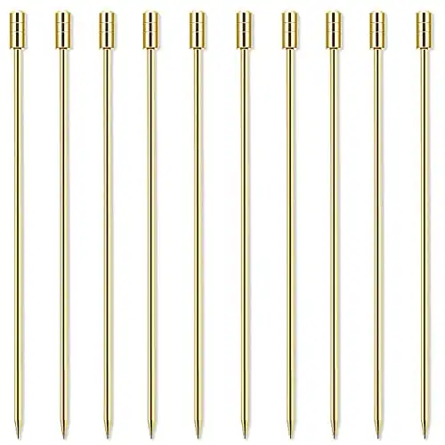 LB-LAIBA Stainless Steel Cocktail Picks Martini Olive Picks for Mojitos Bloody Marys Olives Appetizers Fruits Sandwiches Drink Home Bar Decor 10 pieces (Gold)