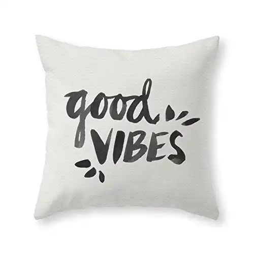 Acelive 18 x 18 inches Good Vibes Black Ink White Pillow Case Cushion Cover Home Sofa Decorative