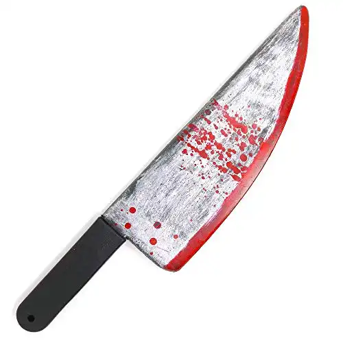 Skeleteen Large Bloody Knife – 16” Long, Realistic Looking Prank Toy, Fake Plastic Blade with Blood Stains - Costume Prop or Gag Blade for Halloween Haunted House, April Fools