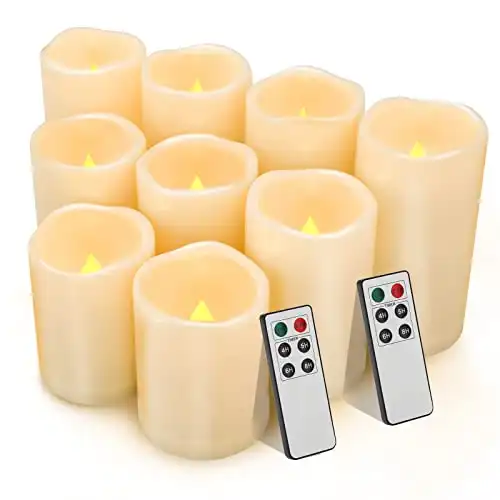 Comenzar Battery Operated Candle LED Flameless Candles Remote Control Candles Outdoor LED Candles with Timer,Outdoor Waterproof Candles(D: 3" x H: 4" 5" 6") Flameless Pillar Candle...