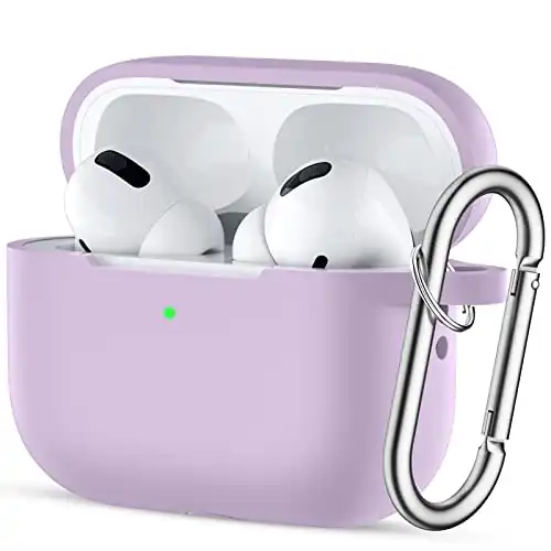 SNBLK AirPods Pro 2 Cover Case, Silicone Protective Charging Case Skin with Keychain Compatible with Apple AirPods Pro 2nd/1st Generation Case for Women Men Girls Boys, Front LED Visible, Lavender