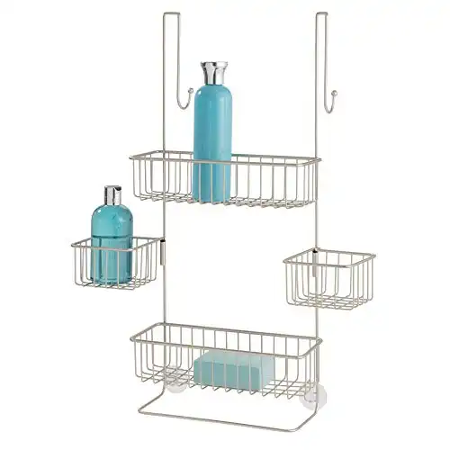 iDesign The Metalo Collection Over-The-Door Hanging Shower Caddy Organizer, 22.7" x 10.5" x 8.2", Satin