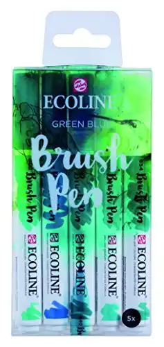 Ecoline Talens 5 Brush Pens Green Blue