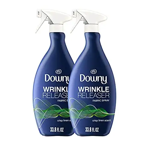 Downy Wrinkle Releaser  Fabric Refresher Spray, Odor Eliminator, Ironing Aid and Anti Static Spray, Crisp Linen Scent, 33.8 Fl Oz (Pack of 2)