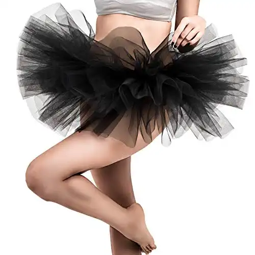 Adult Tutu Skirt, Tulle Tutus for Women, Teens Ballet Skirts Classic 5 Layers Black