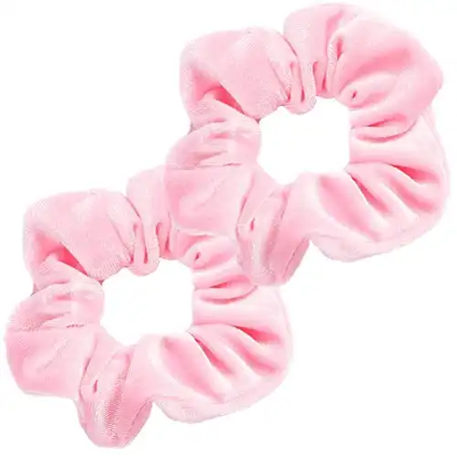 Guvass 2 Pack Light Pink Hair Scrunchies for Women Velvet Elastics Scrunchy Bobbles Soft Hair Bands Hair Ties for Women (Light Pink)