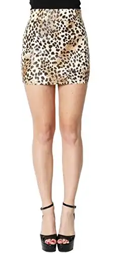 Petite Sexy Cheetah Animal Leopard Print Mini Skirts for Women (Small, Brown)