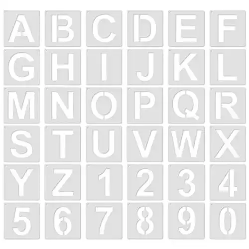 36 Pcs Letter Stencils for Painting 3 Inch - Alphabet Stencils for Wood Burning - Plastic Number Stencils Reusable - Capital Calligraphy Stencil Letters Template for Canvas, Card Making