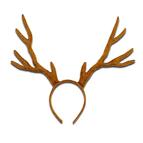 MR.FOAM Reindeer Antlers Headband, Antlers Headband Adult Deer Antlers Headband Women Reindeer Antlers Headband for Halloween Christmas and Easter Party (brown)