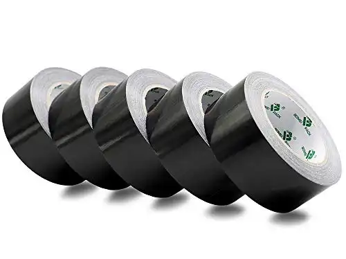 BOMEI PACK 5 Pack Black Duct Tape Roll Crafts, Residue Free Duct Sealing Tape Multi Pack, 8.3Mil x1.88Inch x 35Yds
