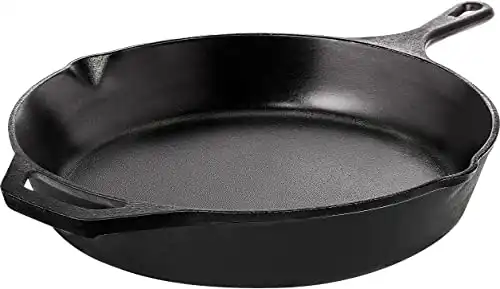 Utopia Kitchen Saute Fry Pan - Chefs Pan, Pre-Seasoned Cast Iron Skillet - Frying Pan 12 Inch - Safe Grill Cookware for indoor & Outdoor Use - Cast Iron Pan (Black)