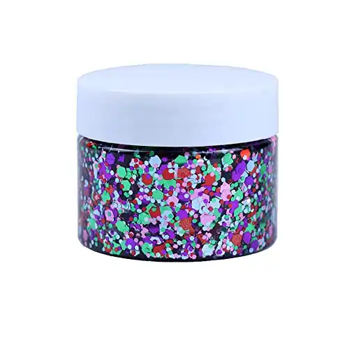 DAWILS Face Glitter Peel Off Chunky Glitter Gel Face Makeup Holographic Chunky Glitter Body Peel Off Formula Cosmetic Glitter Glue Purple and Green