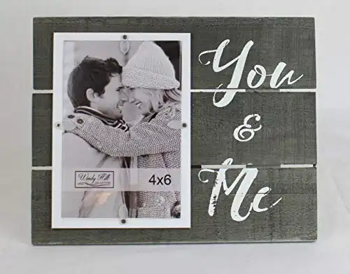 Windy Hill Collection 4 x 6 You & Me Wall or Table Top Picture Photograph Frame made of Real Wood Slats 694000