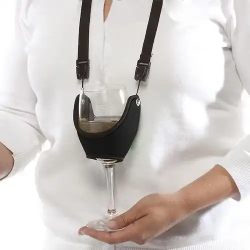 Oenophilia Wine Glass Holder Necklace - Stemstrap (Black)
