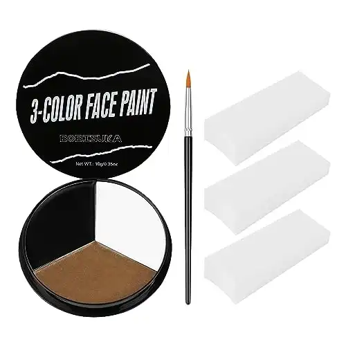 Black White Metallic Brown Face Paint+3PC Sponge+Brush Body Paint Set,Colored Eye Black for Baseball Softball Sport Games,Leopard,Cat Face Painting for Halloween,Cosplay,Costume,Theme Parties