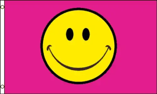 Happy Face (Pink) Flag 3x5ft Poly