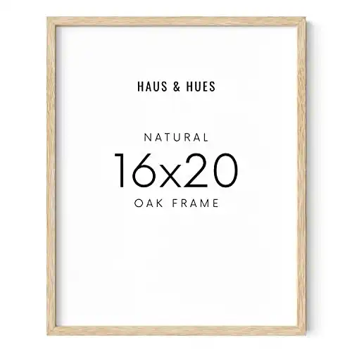 HAUS AND HUES 16"x20" Beige Natural Oak Wood Frames Set of 1 for Posters, 16x20 Frame Wood, 16x20 Poster Frames for Wall, 16x20 Frame Light Wood, Picture Frames 20x16 (Beige Oak)