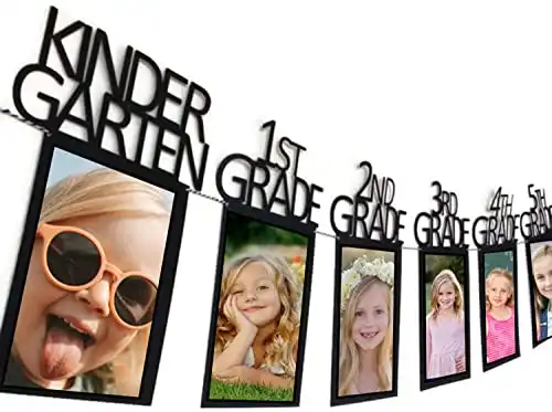 Graduation Photo Banner for 2023 Party Decorations, Kindergarten to 12th Grade Graduation Picture Banner, Middle School, High School College Graduation Party Supplies Black SG063BK