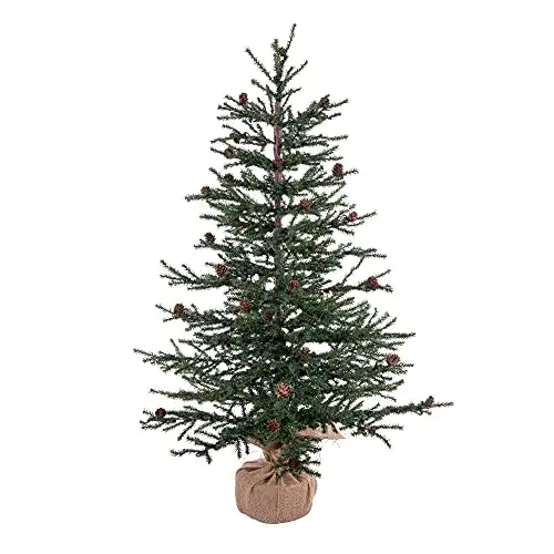 Vickerman 36" Caramel Pine Artificial Christmas Tree Unlit- Featuring 995 PVC Tips - Pine Cone Accented - Seasonal Indoor Home Decor with Decorative Burlap Base