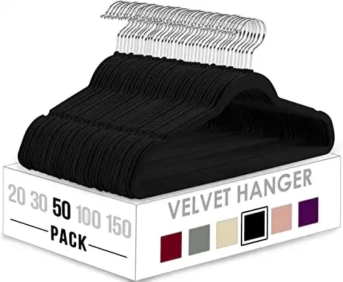 Utopia Home Premium Velvet Hangers 50 Pack - Non-Slip Clothes Hangers - Black Hangers - Suit Hangers with 360 Degree Rotatable Hook - Heavy Duty Coat Hangers