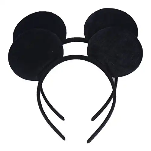 NiuZaiz Set of 2 Mouse Ears Headbands for Christmas Party Favors and Trips (Black)