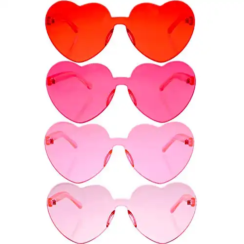 Gejoy 4 Pieces Heart Shaped Sunglasses for Women Men Valentine's Day
