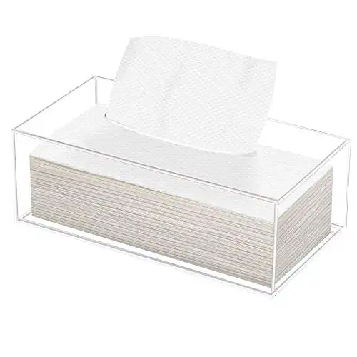 Phineoly Clear Acrylic Tissue Box Holder, Rectangle Dispenser Tissue Box Cover for Bathroom, Bedroom Dresser, Countertop, Desk