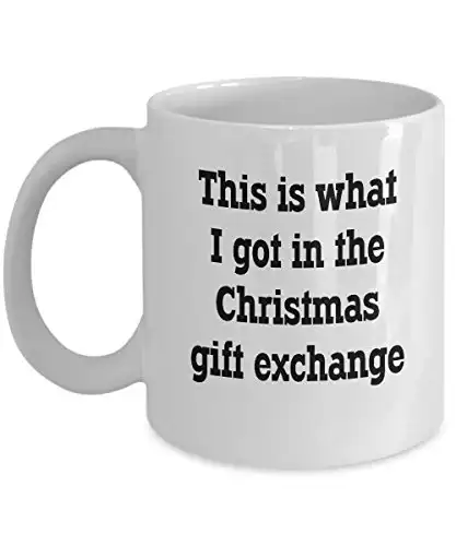 Funny White Elephant Gag Gift Exchange Coffee Mug, 11 ounces