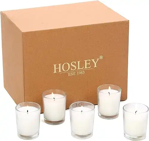 Hosley 20 Pack Ivory Unscented Clear Glass Filled Votive Candles. Hand Poured Wax Candle Ideal Gifts for Aromatherapy Spa Weddings Birthdays Holidays Party