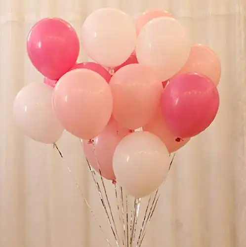 AnnoDeel 50 pcs 12inch Pink and White Balloons, Pearl Latex Balloons (Light Pink Balloons/Dark Pink Balloons/White Balloons) for Girl Birthday Party Wedding Decorations Romantic Party