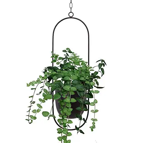 Metal Hanging Planters, Boho Modern Plant Hanger Minimalist Home Decor, Mid Century Flower Pot Plant Holder (Oval-Pack of 1)