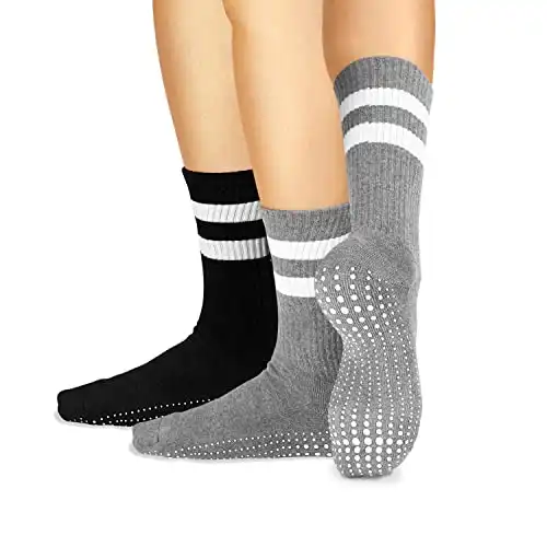 LA ACTIVE Non Slip Yoga Grip Socks - Anti Skid Barre Ballet Pilates Socks, Pilates Yoga Socks, Anti Skid Socks with Mid Calf Design for Women