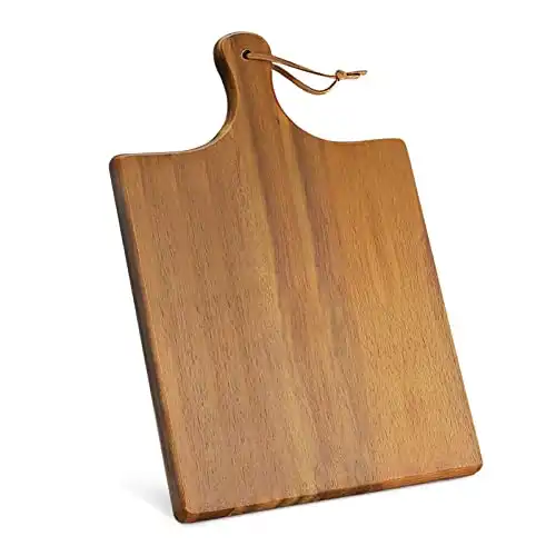 AIDEA Acacia Wood Cutting Board with Handle, Large Wooden Charcuterie Board for Bread, Cheese, Meat, and Fruits, Food Serving Tray for the Kitchen (17" x 11")