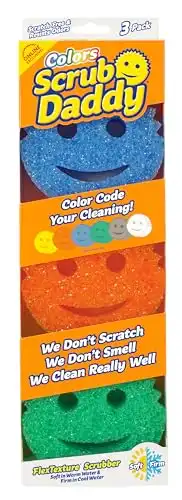 Scrub Daddy Color Sponge - Scratch-Free Multipurpose Dish Sponges for Kitchen, Bathroom + More - Household Cleaning Sponges Made with BPA-Free Polymer Foam (3 Count)