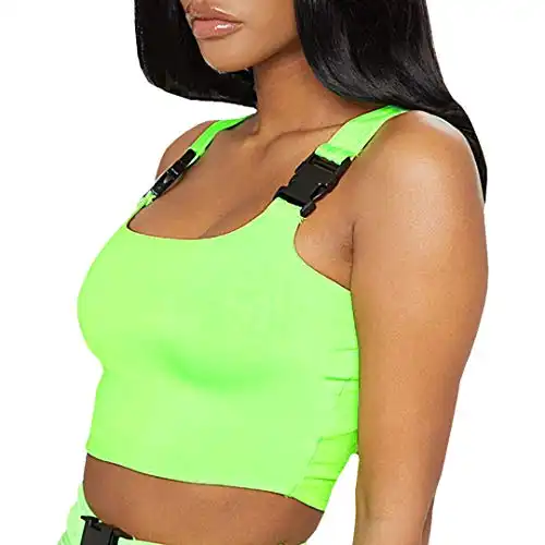 Mocure Sexy Neon Sleeveless Rave Crop Tops Trendy Colored Tank Bustier Top for Club