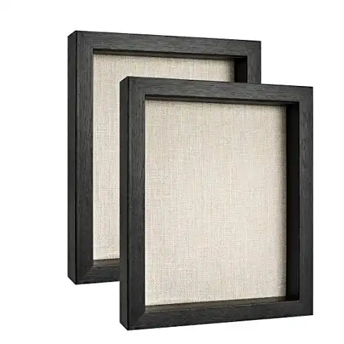 8x10 Shadow Box Frame for Pictures, Photos, Pins, Medals, Tickets, Black Wood Frame - Wall Tabletop Display Case, 2 Pack