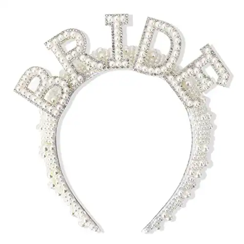 Agkvw Pearl Bride Headband - Bachelorette Party Decorations, Bride to Be Headband, Bride Veil Headband, Bridal Bride Hairband