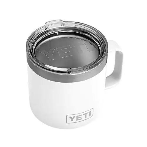 YETI Rambler 14 oz Mug, Stainless Steel, Vacuum Insulated with Standard Lid, White