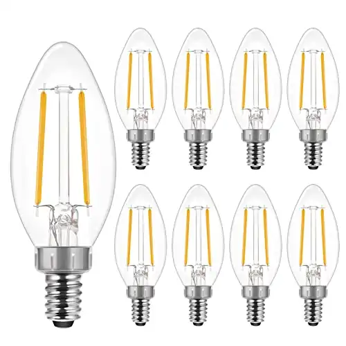 ENERGETIC SMARTER LIGHTING LED B10 Candelabra Light Bulbs 60W Equivalent, Soft White 2700K, 500 Lumen, E12 Base, Chandelier LED Edison Bulbs, Dimmable, 8 Pack