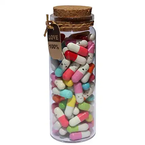Infmetry Cute Capsules in a Glass Bottle Lovely Notes Couples Gifts for Him Her Boyfriend Girlfriend Mom Birthday Anniversary Valentines Mothers Day Gifts (Mixed Color 90pcs)