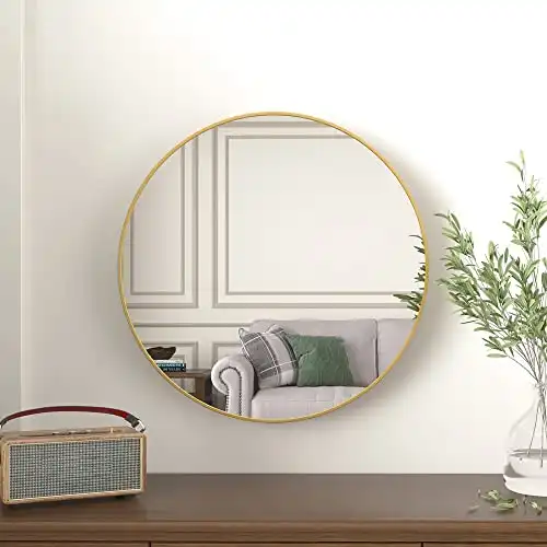 Beauty4U 20" Wall Circle Mirror for Bathroom, Gold Round Mirror for Wall, 20 inch Hanging Round Mirror for Living Room, Vanity, Bedroom