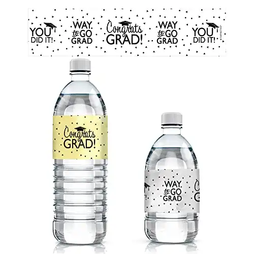 Graduation Party Water Bottle Labels - 24 Stickers (Silver and Gold)