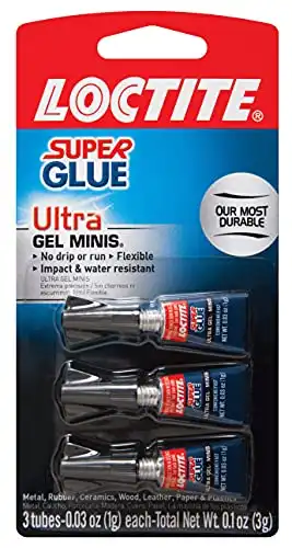 Loctite Super Glue Ultra Gel Minis, Clear Superglue, Cyanoacrylate Adhesive Instant Glue, Quick Dry - .03 fl oz Tube, Pack of 3