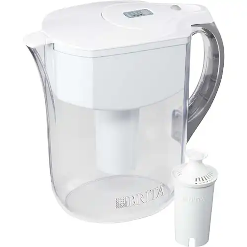 Brita Large Water Filter Pitcher for Tap and Drinking Water with 1 Standard Filter, Lasts 2 Months, 10 Cup Capacity, BPA Free, White