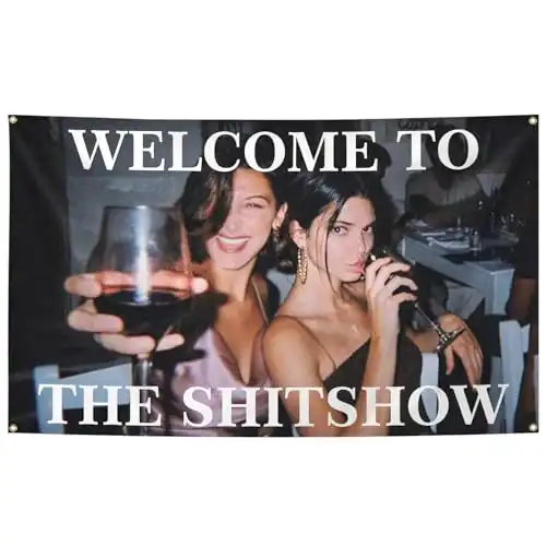Funny Tapestries Welcome To The Shitshow Party Kendall F Bella Photo cover 3×5FT Gym Bedroom Door College Dormitory Party Wall Hanging Banner Decoration